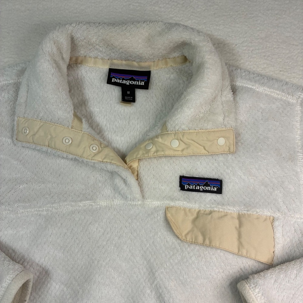 Patagonia Snap T Fleece Pullover Womens Med Jacket White Polartec Quarter Button - Picture 2 of 9